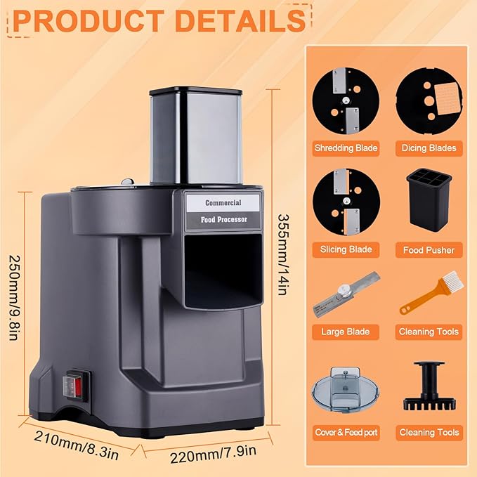 Commercial Vegetable Dicer Chopper 3 IN 1 Food Processor Automatic Potato Slicer&Onion Shredder with 3 Stainless Steel Blades 110V