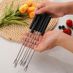 6PCS Stainless Steel Fondue Forks, Fondue Sticks, Smore Sticks with Heatproof Handle for Chocolate Fountain Cheese Roast Marshmallows Dessert Fruits