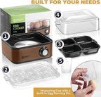 Annie & Mia Design Electric Egg Cooker, Stainless Steel 8 Egg Capacity egg boiler, 500W, Hard, Medium, Soft Boiled Egg Poacher, egg steamer, Multi-function, Knob Auto Shut-Off Function (Gold)