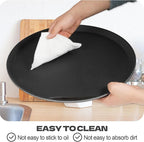 8Pcs Black Round Restaurant Serving Trays, Plastic Non Slip Surface Circle Fruit Appetizer Flat Tray Food Drink Server Tray with Raised Edges for Home, Restaurant, Cafeteria, Bar, Cocktail (14 in)