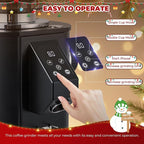 Commercial Coffee Grinder Heavy Duty - 64mm SS Flat Burrs, 8 Precise Settings, Button Control, 35oz Hopper, Business and Home Use, Black 400W