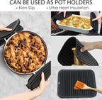 Silicone Trivets for Hot Pots and Pans, 3 Pack Heat Resistant Pot Holders for kitchen Large Silicone Trivet Mat for Hot Dishes, Black Hot Pads for Kitchen Counter, Hot Mats Spoon Rest, 9 * 12 Inches