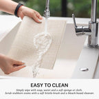 LEXMORE PVC Woven Placemats 8 PCS Wipeable Indoor/Outdoor Table Mats Washable Vinyl Place Mat for Dining Table, Set of 8-Beige White