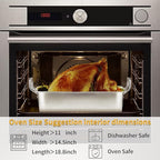 15 Inch Stainless Steel Roasting Pan with Cooling Rack - Turkey, Chicken, Ham Roaster with V-Shaped Baking Rack by Kendane