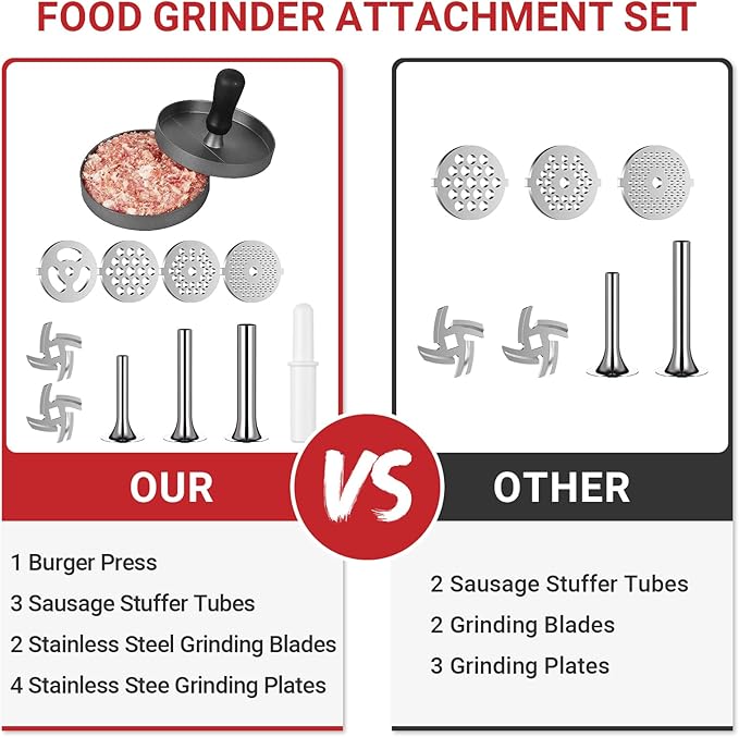 Metal Meat Grinder Attachment For Kitchenaid Stand Mixer, Sausage Stuffer, Burger Press, Food Grinder Attachment for Kitchen Aid accessories and attachments