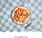 Folkulture Table Runner | Fall Table Runners 72 inches Long | Checkered Boho Table Runners for Farmhouse Decor or Table Decorations for Party | White and Blue Gingham Table Runner for Fall Decor