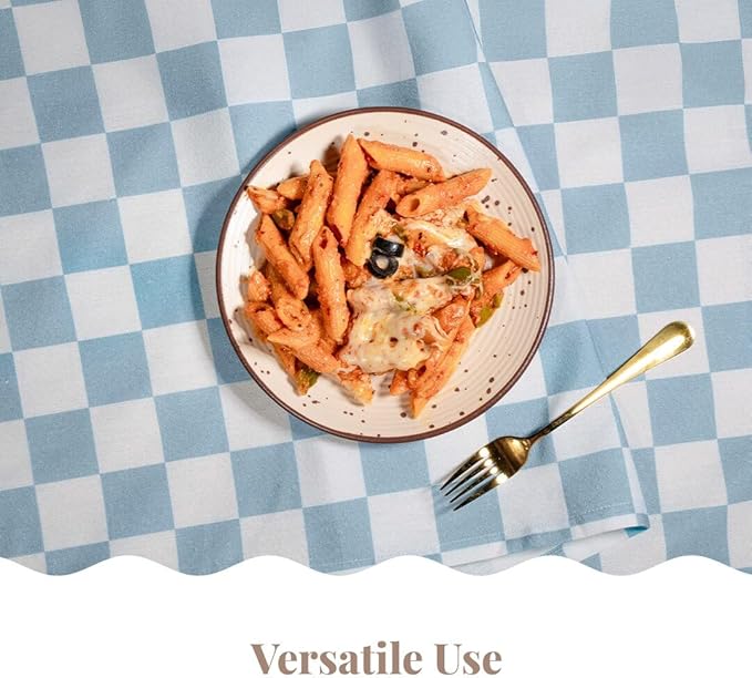 Folkulture Table Runner | Fall Table Runners 72 inches Long | Checkered Boho Table Runners for Farmhouse Decor or Table Decorations for Party | White and Blue Gingham Table Runner for Fall Decor