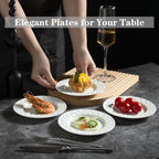 6 Inch Porcelain Appetizer Plate Set of 18, Small Dinner Plates, Dessert Salad Plates, White Leaves Shaped Serving Dishes for Cake, Snack, Ice Cream, Waffles, Microwave, Oven, and Dishwasher Safe