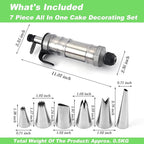 Suuker Dessert Decorating Syringe Set, Frosting Piping Kit Stainless Steels Cake Decorating Tools with 6 Icing Tips Cupcake Decorating Kit