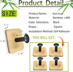 Self Adhesive Wall Hooks for Hanging Heavy Duty,Small Sticky Decorative No Nail Black Hooks,4 Pieces Cute Utility Hooks Damage Free Hanger Hook for Wall Mounted