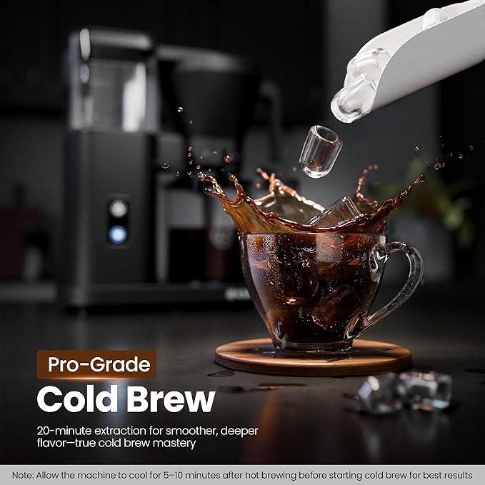 Kismile 8 Cup Drip Coffee Maker Machine, Pour Over Coffee Brew with 3s Instant Heat 197-205℉, Removable Water Tank, Adjustable Flow Control, Deep Cold Brew & Keep Warm 40 Min, Easy to Clean(Black)