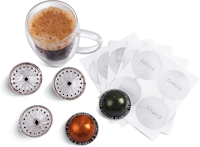 Geesta Reusable Aluminum Foil Seals Lid Compatible with Nespresso Vertuoline Capsule-240 Pcs