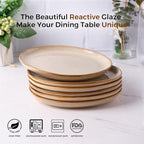 AmorArc Ceramic Dinner Plates Set of 6, 10.5 Inch Handmade Reactive Glaze Stoneware Plates, Large Rustic Shape Dinnerware Dish Set for Kitchen, Microwave & Dishwasher Safe, Scratch Resistant