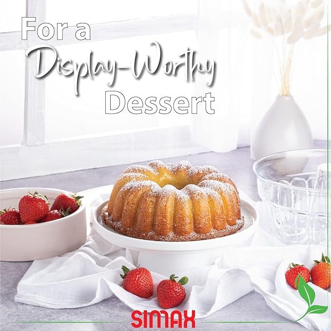 SIMAX Clear Glass Fluted Bundt Pan, Heat, Cold, and Shock Proof, Holds 1.4 Quarts (5.4 Cups), Made in Europe, Great for Small Ring Cakes, Puddings, Desserts, Monkey Bread, and More, Dishwasher Safe