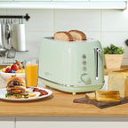 Toaster 2 Slice Stainless Steel Toaster Retro with 6 Bread Shade Settings, Bagel, Cancel, Defrost Function, 2 Slice Toaster with Extra Wide Slot, Removable Crumb Tray