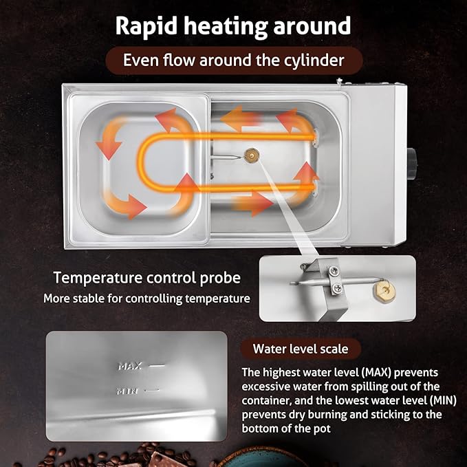 WICHEMI Chocolate Tempering Machine Chocolate Melter Chocolate Melting Pot 2 Tanks 9lbs Stainless Steel Chocolate Warmer Melting Machine Home Or Bakery Use