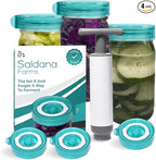 Fermentation Kit, Includes 3 Fermenting Lids for Wide Mouth Mason Jars & Oxygen Extractor Pump, Mason Jar Airlock Lid For Fermenting Kimchi, Pickle, & Sauerkraut