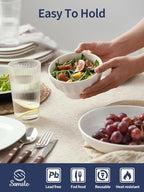 16 OZ Ceramic Soup/Cereal Bowls - White Bowls Set of 6 -Round Bowls for Cereal, Soup, Ice Cream, Fruit, Pasta, Salad, Rice - Dishwasher & Microwave Safe