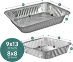 FUNSTITUTION Aluminum Foil Pans 9x13 & 8x8 (60 Pack) - Tin Foil Pans with High Heat Conductivity - Disposable Aluminum Tray Cookware For Baking, Grilling, Cooking, Storing, Prepping