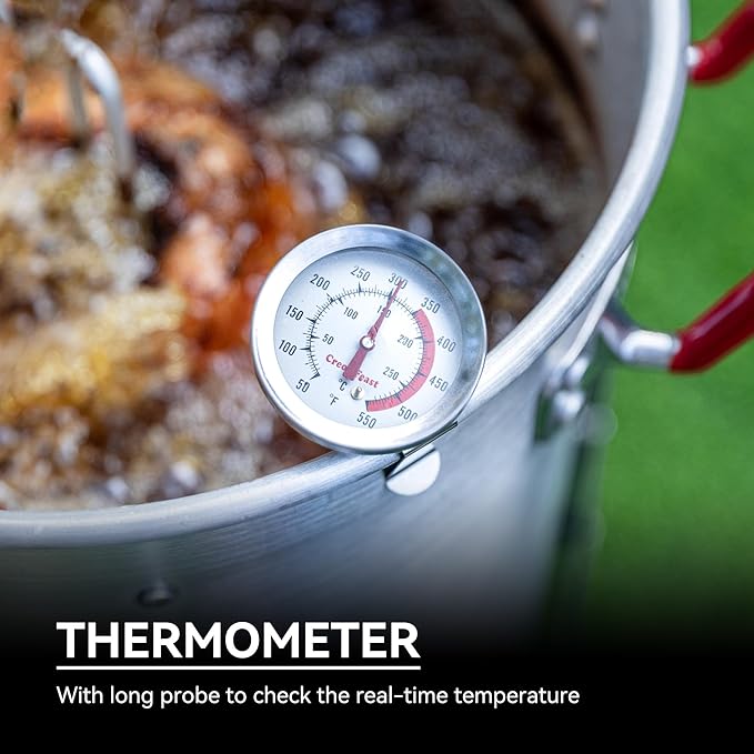 CreoleFeast Aluminum 30 Qt. Turkey Fryer Pot Set, 50,000 BTU Propane Turkey Fryer Burner for Outdoor Cooking, TFS3000L