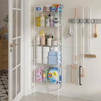 bukfen Behind The Door Organizers,5-Tier Narrow Bathroom Kitchen Shelf,Kitchen Pantry Door Organization and Storage,Wall Storage,Spice Racks,Book Shelf,Multi Functional Shelf for Home,1 Pack