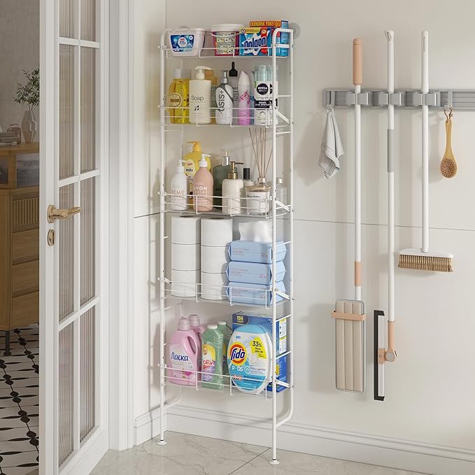 bukfen Behind The Door Organizers,5-Tier Narrow Bathroom Kitchen Shelf,Kitchen Pantry Door Organization and Storage,Wall Storage,Spice Racks,Book Shelf,Multi Functional Shelf for Home,1 Pack
