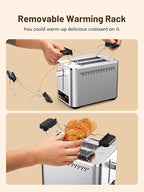 Touch Screen 2-Slice Toaster with 6 Browning Levels, Bagel, Defrost & Timer, Wide 1.5" Slots, Removable Crumb Tray, 900W Stainless Steel Smart Toaster for Bagels, Breads & Waffles