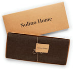 Solino Home Linen Small Table Runner 60 Inches - Athena, 100% Pure Linen Chambray Brown Table Runner 14 x 60 Inch Ideal for Dresser and Coffee Tables - Fall, Autumn