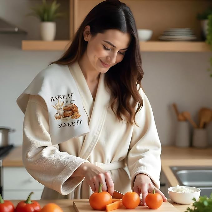 Baker Gifts Kitchen Towels, Gifts for Baking Lovers Decorative Hand Dish Towel for Kitchen, Rustic Farmhouse Tea Towels for Baking Sourdough, 16x24 Inch Set of 2