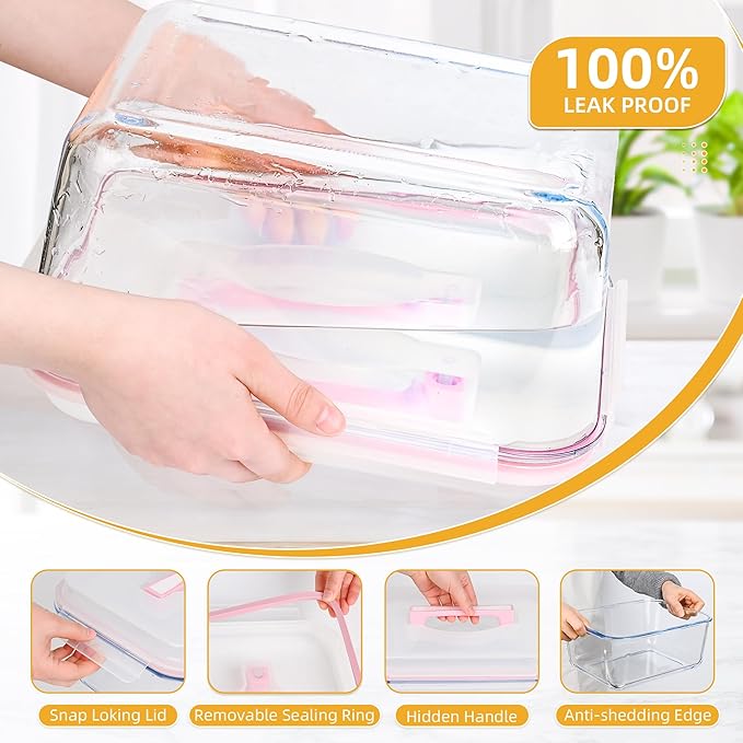 Glass Bread Box Airtight Bread Container, 190oz / 24Cup Large Glass Storage Containers with Lids, Ideal Airtight Food Storage Containers, Roasting Turkey/Chicken/Cookie, Oven&Dishwasher Safe
