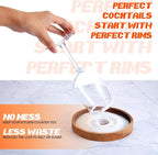 4 Pcs Margarita Salt Rimmer Set Glass Rimmer with Lid Home Bar Accessories Plate for Sugar Drinks Cocktails Bartender Tool Kit Party Restaurant, 5.9" Diameter (Acacia Wood)