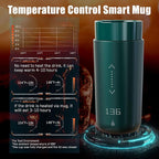 Temperature Control Heated Coffee Mug Smart Self Heating Travel Mug 12 Oz App Controlled Warmer Mug 4-10 Hour LED Display Keep Coffee Hot All Day Fast Wireless Charger Base Jade Green