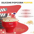 The Original Salbree Collapsible Silicone Microwave Popcorn Popper Maker Machine, Microwavable Bowl Holds 16 Cups, Uses Hot Air and Oil Always Optional - The Most Colors Available (Clear Red)