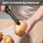 Beneno Swivel Vegetable Peeler, Razor-Sharp Smooth Peeling Stainless Steel Blades, Ergonomic Comfort Non-Slip Rubber Handle, Durable Kitchen Peeler Tool with Potato Eye Remover, Dishwasher Safe, Black