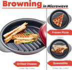 MACONEE Microwave Grill Pan | Microwave Griller, Griddle & Crisper Pan with Lid for Grilling, Browning, and Crisping Foods Microwave Cookware for Grill Meat, Sandwich & Vegetable inside a Microwave