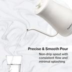 1.0L 1500W Gooseneck Electric Kettle - Stainless Steel Interior - Rapid-Boil - Auto Shut-Off, Boil-Dry Protection, Temperature Control, LED Indicator - White by The Display Guys