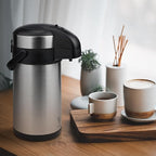 Airpot Coffee Dispenser with Pump - 140 oz Insulated Stainless Steel Coffee Carafe - Thermal Beverage Dispenser - Coffee Urn for Hot/Cold Water, Party Chocolate Drinks