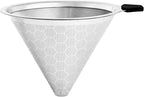 Pour Over Coffee Filter Compatible with Chemex & Hario V60 02 03, Reusable Stainless Steel Metal Cone Slow Drip Coffee Filter, 2-4 Cups Coffee Pour Over Dripper Filters