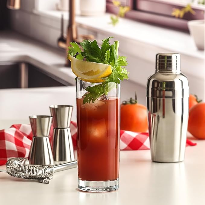 LAV Highball Glasses Set of 6 | Lead-Free Elegant Tall Glass, Tom Collins, Bar Beverage Glassware for Water, Mojito, Iced Coffee, Juice, Cocktail, Mixed Drinks, Restaurant, Drinking Cups | 12.2 oz