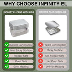 INFINITY EL Disposable Aluminum Foil Pans with Lids 20 Pack | Full Shallow 20.5" x 12.5" x 2" Heavy Duty Foil Pan | Aluminum Baking Pans for Roasting Turkey, Lasagna, Thanksgiving, Christmas, Parties