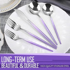 Gradient Purple Silverware Set, 20-Piece Stainless Steel Flatware Cutlery Set, Kitchen Utensil Set Service for 4, Include Knife/Fork/Spoon, Mirror Polished, Dishwasher Safe