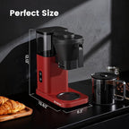Kismile Premium 8-Cup Coffee Maker with Hot & ice brew, Removable Water Tank Coffee Machine, Drip Coffee Maker,Rapid Heating System for seconds Brewing,Red