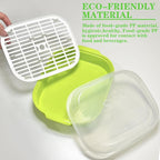 Microwave Steamer for Vegetables, Plastic Microwave Vegetable Steamer with Lid for Vegetables Prep Seafood Fish Cooking, Green-Rectangle, 10.6Inch