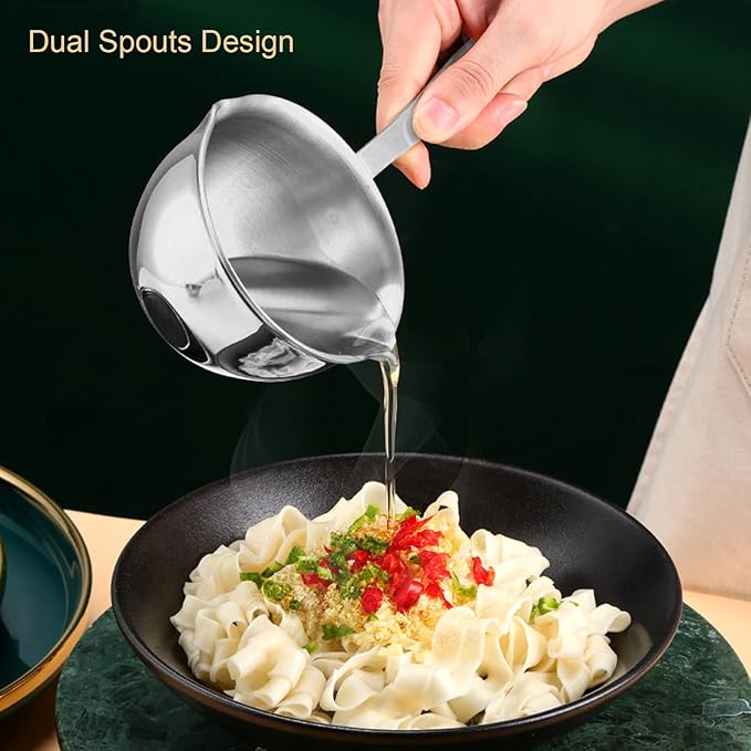 Mini Butter Warmer, 6.7oz/200ml Stainless Steel Mini Butter Warmer Coffee Milk Warmer Pot with Dual Pour Spouts Small Saucepan Chocolate Melting Pot (Silver)