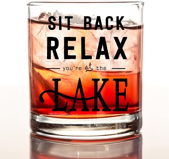 kunlisa Lake Gifts Whiskey Glasses, Lake House Decor and Gifts, Lakes House Essentials 10 oz Drinking Rocks Glasses for Women Men Whisky Cocktail Scotch Bourbon Liquor