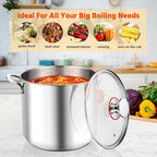 E-far 12-Quart Stock Pot, 18/10 Stainless Steel Stockpot with Lid for Cooking Simmering Soup Stew, Heavy Duty Cookware Works w/Induction, Non-toxic & Corrosion Resistant, Dishwasher Safe