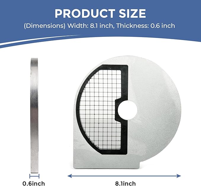 TK Half Hopper Vegetable Chopper Replacement Disc - Universal Half Hopper - Dicing 8mm