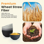 Homienly Cereal Bowl Set, Wheat Straw Fiber Unbreakable Lightweight Bowls Set (Grey Stone, 26 OZ)