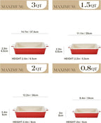 Bakeware Set of 4, MALACASA Porcelain Baking Pans Set for Oven, Casserole Dish, Ceramic Rectangular Baking Dish Lasagna Pans for Cooking Cake Pie Dinner Kitchen, Red (9.5"/11.25"/12.75"/14.5")