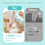 Hand Mixer Electric Handheld, 5-Speed Handheld Mixer, 380W Electric Mixer with Stainless Steel Whisk Beater Attachments, Snap-On Storage Case, Measuring Cups, Kitchen Cake Mixers for Baking Supplies